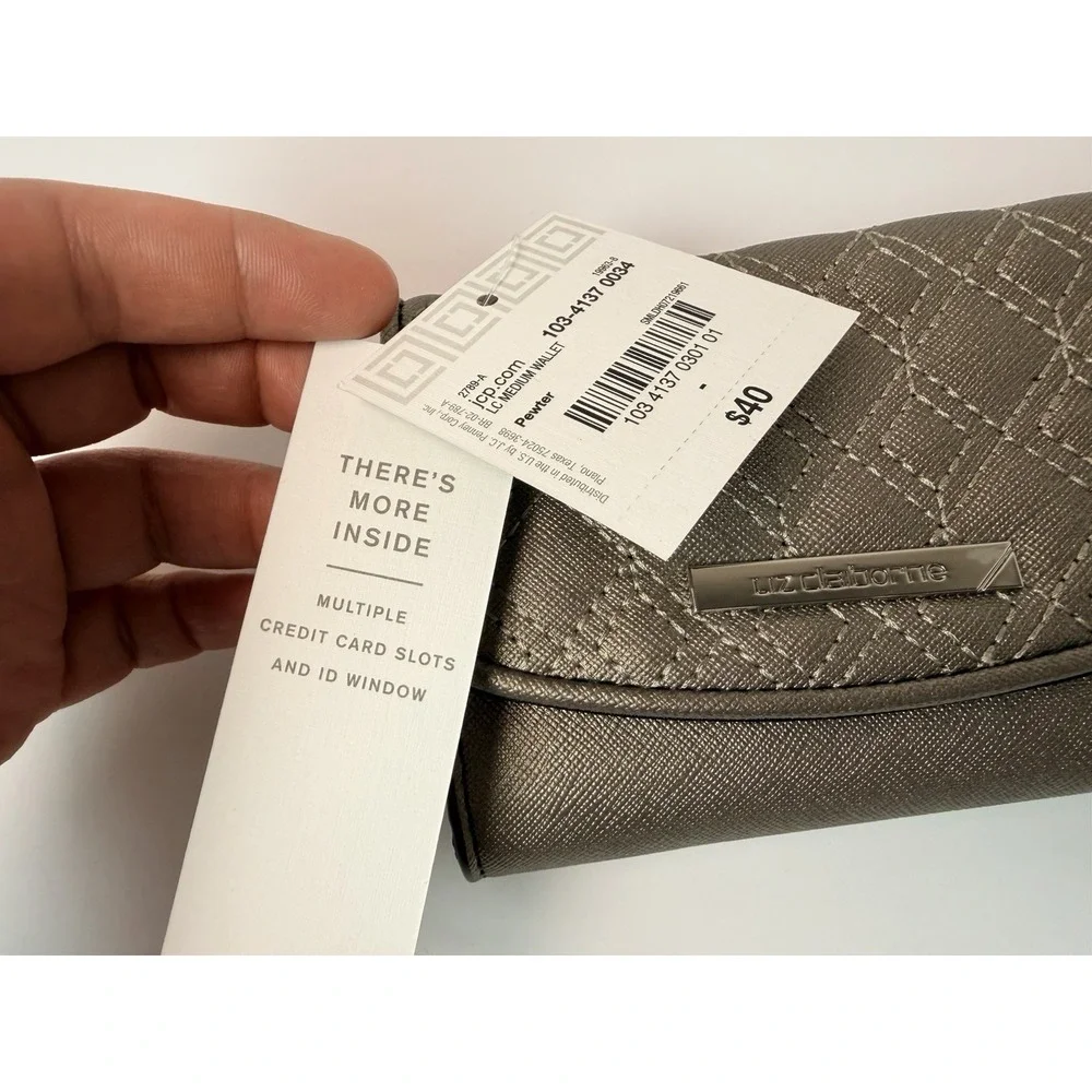 Liz Clairborne Gray Pewter Trifold Wallet New With Tags #2